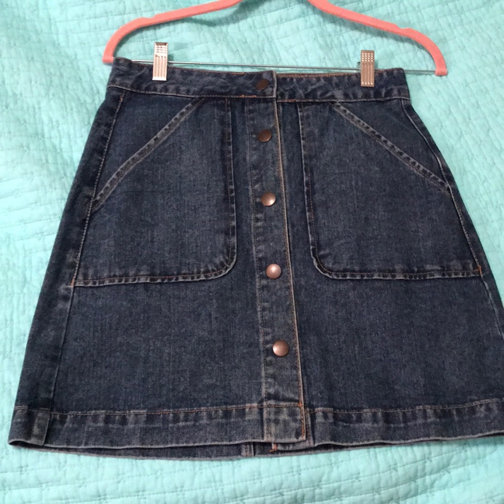 Blue jean button up skirt